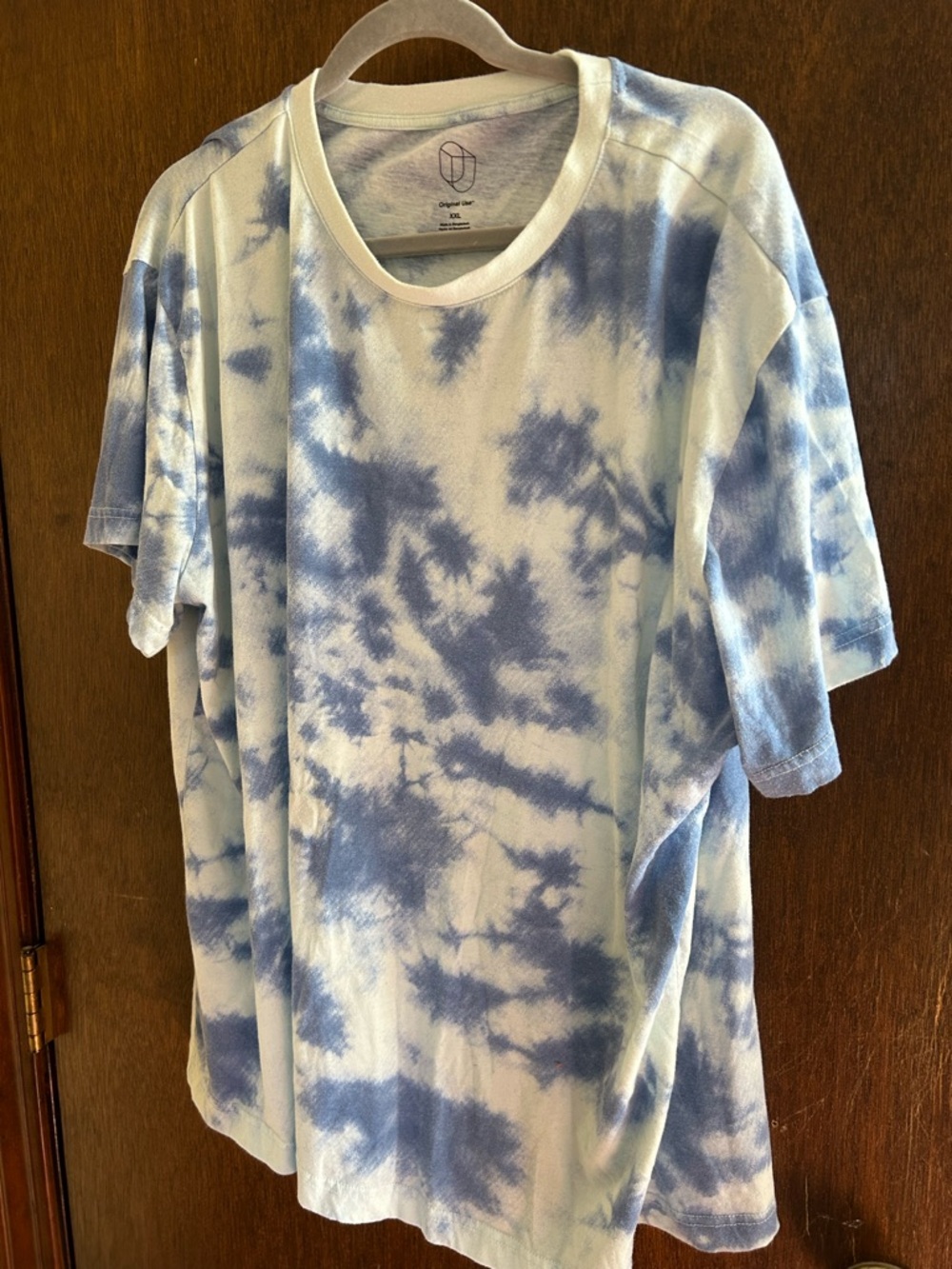 Tie-Dye Short Sleeve Crewneck Shirt - Blue & White Original Use